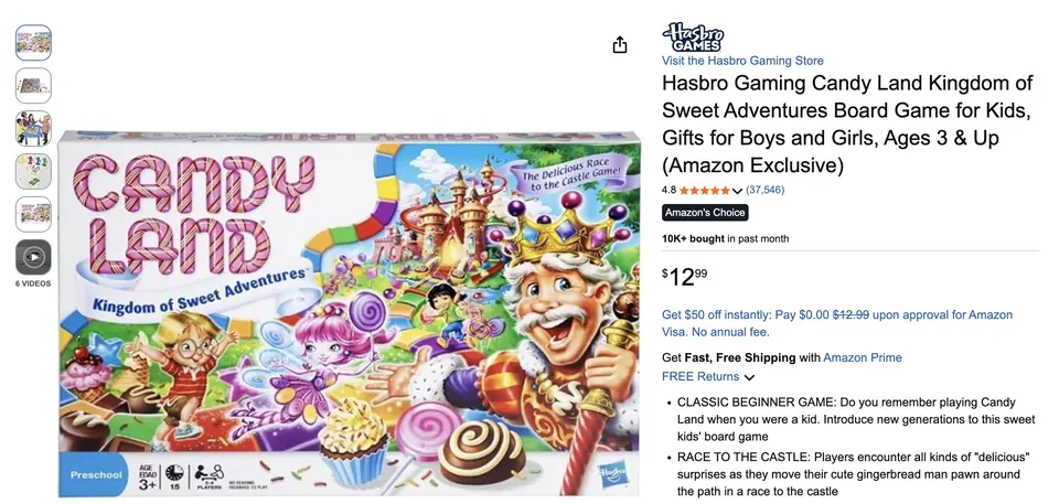 Candy Land price sensitivity task preview