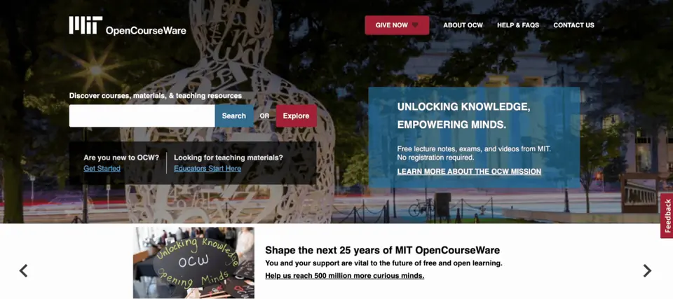MIT OpenCourseWare course choice task preview